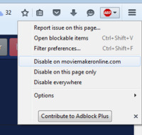 Dezactivează Adblock Plus pentru moviemakeronline.com în Firefox